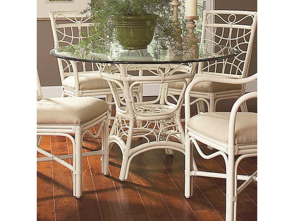 Braxton Culler 909 Tropical Rattan Dining Table with 48" Round Beveled